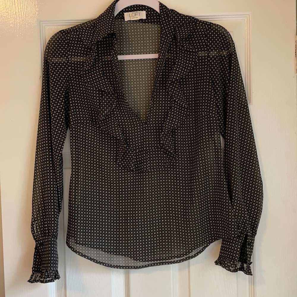 Loft long sleeve black blouse.